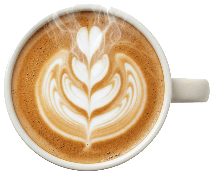 Creamy caramel latte with milk foam