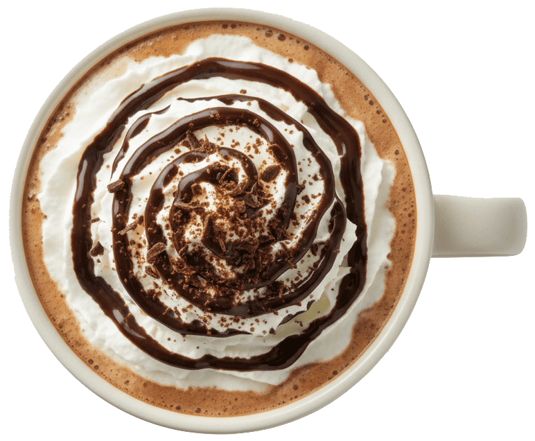 Cold mocha coffee with chocolate and whipped cream