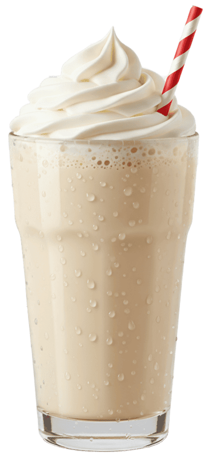 Creamy vanilla milkshake with whipped cream
