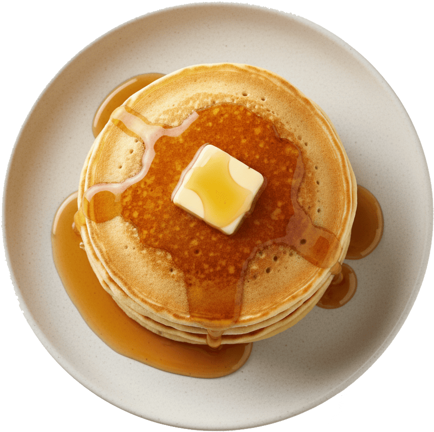 Pancakes with butter and maple syrup
