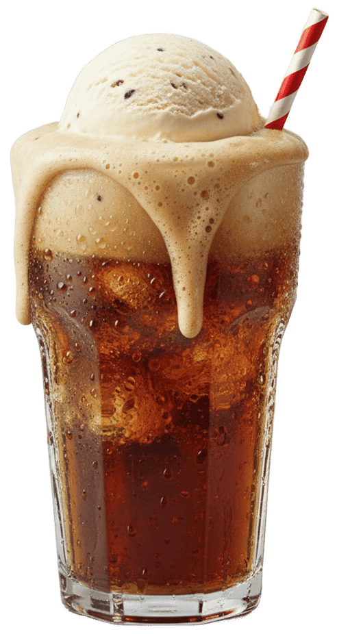 Root beer with vanilla ice cream