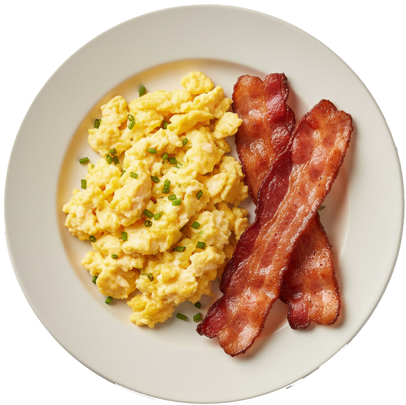 Scrambled eggs with bacon